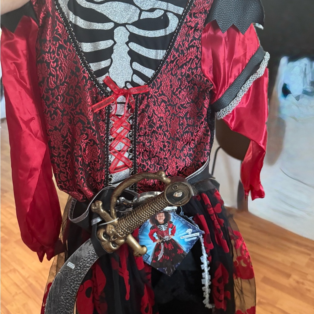 Pirate Skeleton Kids Costume - Red and Black